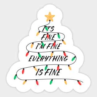 Minimalist Christmas Light Tree with Golden Star Topper Sticker